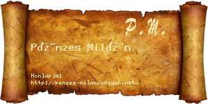 Pénzes Milán névjegykártya